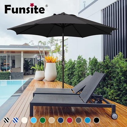 7.5Ft/9Ft Patio Umbrella, UV Protect Pool Umbrella with Heavy Duty Pole,Outdoor Umbrella with Push Botton Tilt & Crank