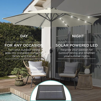 Best Choice Products 10ft Solar Polyester LED Lighted Patio Umbrella w/Tilt Adjustment and UV-Resistant Fabric - Ivory