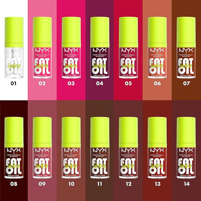 NYX PROFESSIONAL MAKEUP Fat Oil Lip Drip, Moisturizing Lip Oil Gloss, Vegan Tinted Formula, Up to 12 HR Hydration - Supermodel (Shimmering Magenta)