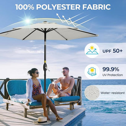 SUNVIVI OUTDOOR 7.5' Outdoor Patio Umbrella, Patio Umbrella, Market Umbrella, Metal Pole Umbrella with Push Button Tilt and Crank, 6 Ribs, Polyester Canopy
