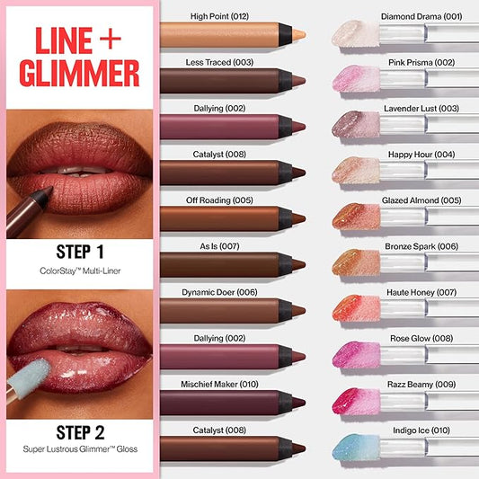 REVLON Super Lustrous Glimmer Gloss, Non-Sticky Lip Gloss, High-Shine Finish, Plant-Based Glitter, 008 Rose Glow, 0.13 fl oz