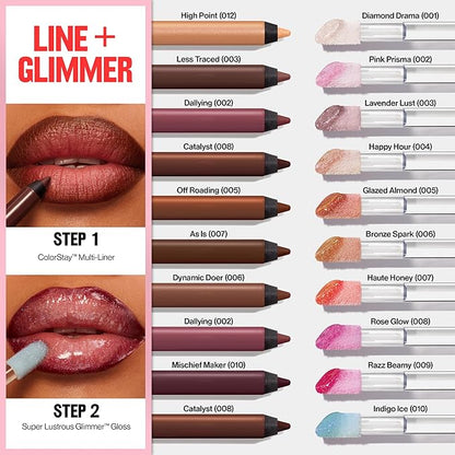 REVLON Super Lustrous Glimmer Gloss, Non-Sticky Lip Gloss, High-Shine Finish, Plant-Based Glitter, 009 Razz Beamy, 0.13 fl oz