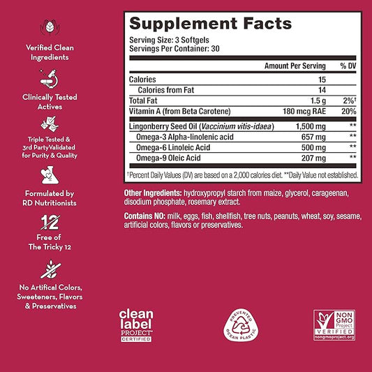 HUM Arctic Repair - Clear Skin Supplement with Vitamins A & E, Omegas 3, 6 & 9, and Lingonberry Seed Oil to Help Reduce Appearance of Wrinkles, Rejuvenate & Hydrate Skin (90-Count)