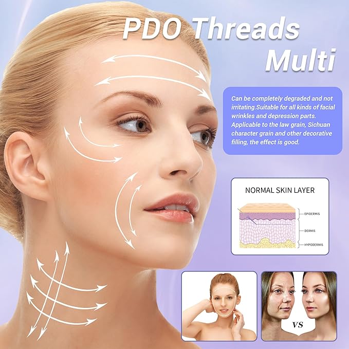 PDO Threads Multi, Face & Whole Body Lift Threads, Blunt L-Type PDO Threads Lift (16PCS-21G-50mm (l))