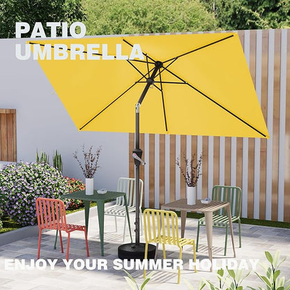 6.5' x 10' Rectangular Patio Umbrellas for Outdoor, Outdoor Table Umbrella, Large Outdoor Patio Umbrellas with 6 Sturdy Ribs for Market, Garden, Pool (Yellow)