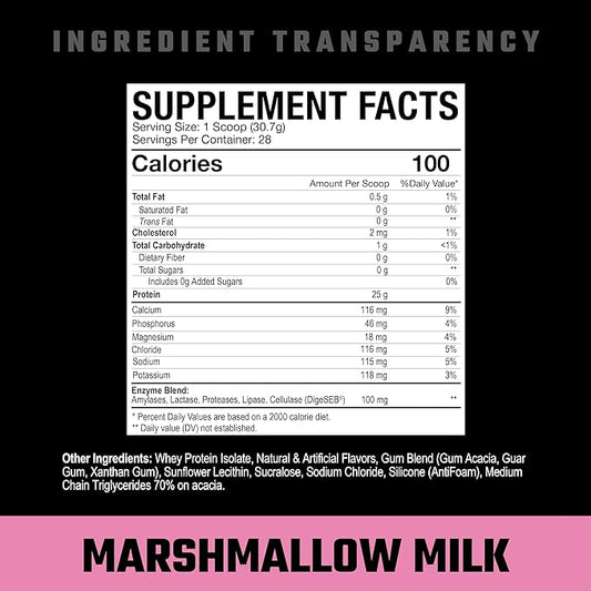 Axe & Sledge Supplements Farm Fed 100% Whey Protein Isolate with Digestive Enzymes (Marshmallow Milk)