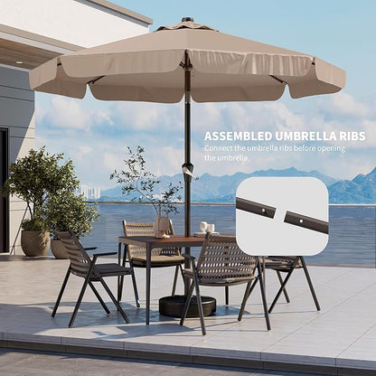 10FT Patio Umbrella Table Market Umbrella w/Tilt and Crank Outdoor Umbrellas for Garden, Deck, Backyard, Pool and Beach, Beige