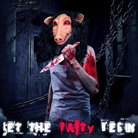 Zadin Scary Pig Mask for Adult, Jigsaw Pig Mask Halloween, Scary Latex Pig Head, Pig Face Mask Costume, Scary Halloween Horror Mask Cosplay, Jigsaw Mask, Universal