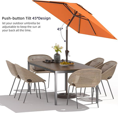 6.6x10ft Rectangular Patio Umbrella, 2 Tiers Outdoor Table Umbrellas with Push Button Tilt and Crank for Patio, Pool, Backyard, Deck, Picnic, Yard (Orange)