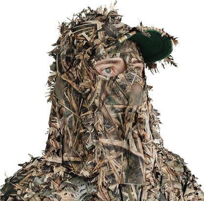 QuikCamo Lightweight 3D Leafy Camo Face Mask & Hat for Hunting, OSFM Adjustable Camouflage Hat, Mossy Oak & Realtree