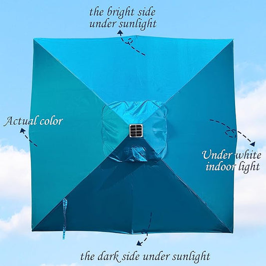 Blissun Rectangular Patio Umbrella, Table Market Umbrella with Tilt and Crank, Outdoor Umbrella for Garden, Deck, Backyard, Pool and Beach