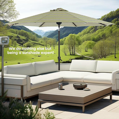Tempera Patio Market Outdoor Table Umbrella with Push Button Tilt and Crank,Large Sun Umbrella with Sturdy Pole&Fade resistant canopy,Easy to set