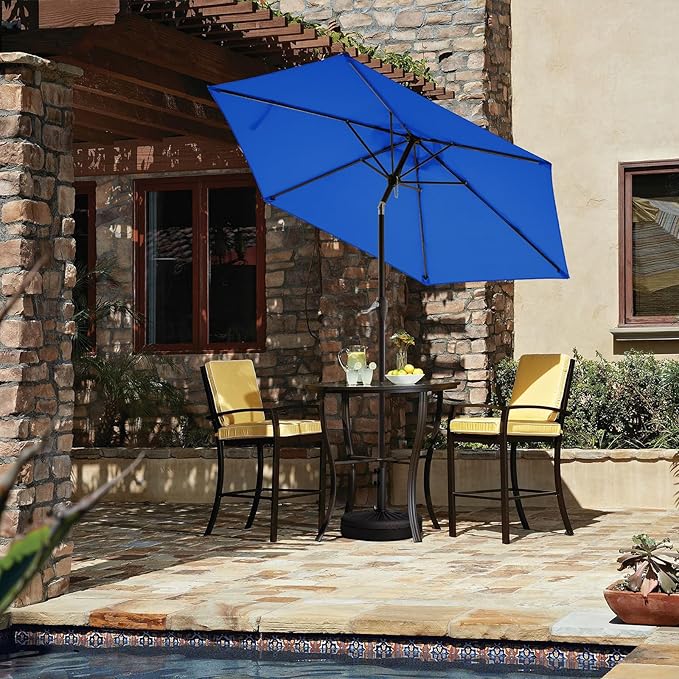 JEAREY 7.5FT Patio Umbrellas Outdoor Umbrella Table Market Umbrella with 6 Ribs,Tilt Button for Pool Deck Backyard Garden,Royal Blue