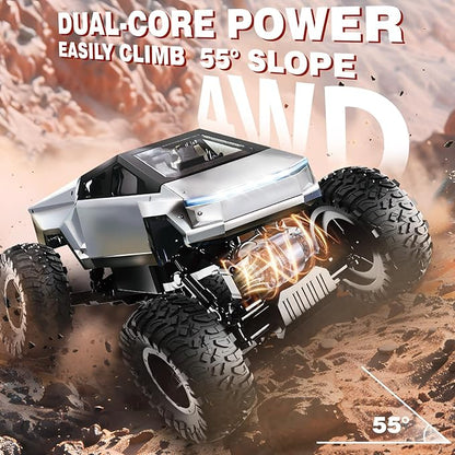 1/14 Scale 4WD RC Monster Truck, 2.4GHz Remote Control Car with LED Lights, All-Terrain Off-Road Toy for Kids Ages 6-12, Christmas Birthday Gift for Boys Girls Adult