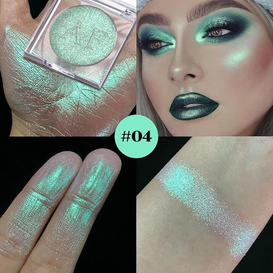 Highlighter Makeup,Green White Pink Shimmer Multichrome Face Highlighter Enhancer, 04