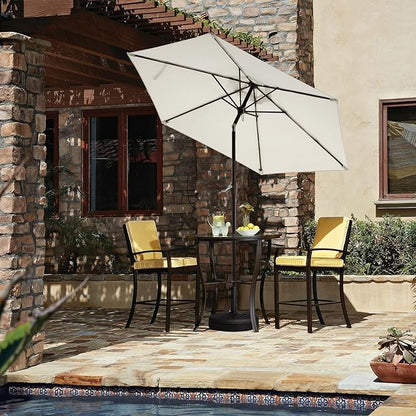 JEAREY 7.5FT Patio Umbrella Market Table Umbrella with 6 Sturdy Ribs, Push Button Tilt/Crank Outdoor Umbrella for Garden, Deck, Backyard, Pool and Beach,Creamy-White