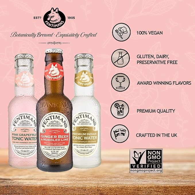 Fentimans Sparkling Ginger Beer & Muddled Lime - Ginger Beer Non Alcoholic, Ginger Ale with Natural Ginger Root, Mixer, Craft Soda, No Artificial Flavors or Preservatives - 6.7 Fl Oz (Pack of 12)