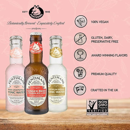 Fentimans Sparkling Ginger Beer & Muddled Lime - Ginger Beer Non Alcoholic, Ginger Ale with Natural Ginger Root, Mixer, Craft Soda, No Artificial Flavors or Preservatives - 6.7 Fl Oz (Pack of 12)