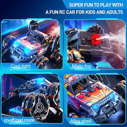 RC Stunt Car Remote Control Monster Truck - 360° Drift Car with Gesture Sensing, 45°Hill Climbing, Cool LED Lights & Music Effects - Top RC Cars Gift for Boys 8-12