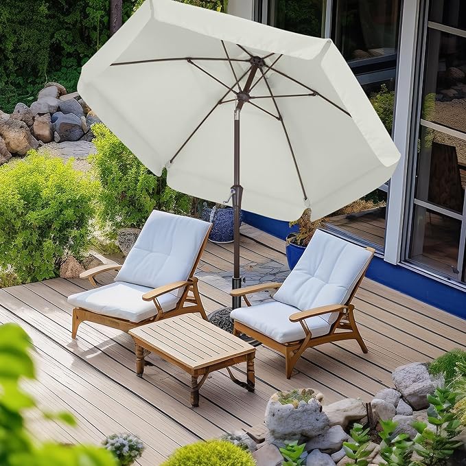 ABCCANOPY 7.5ft Patio Umbrella, Outdoor Table Umbrella with Push Button Tilt and Crank, Market Umbrella for Patio Pool Garden Deck (Light Beige)
