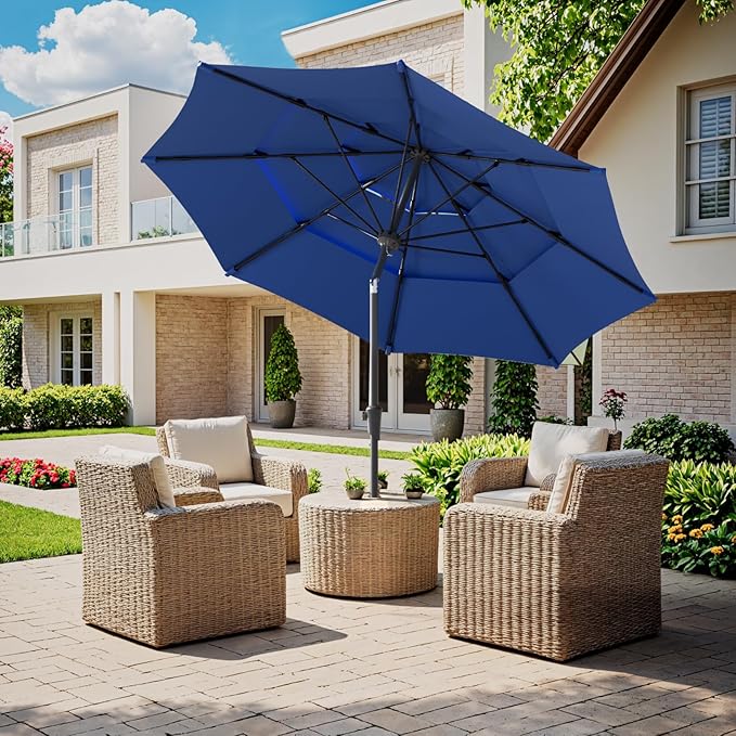 Patio Umbrellas, Pool Umbrella, Outdoor Umbrella with Push Button Tilt/Crank, Deck Umbrellas, Market Umbrela Table for Backyard, Deck, Garden, Pool