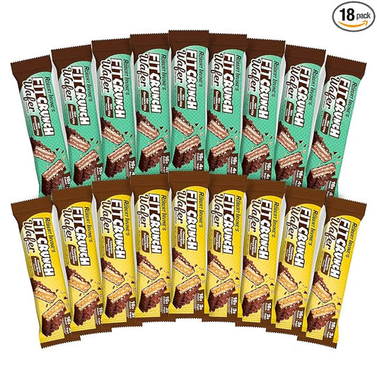 FITCRUNCH Wafer Protein Bars, 16g of Protein & 4g of Sugar (18 Count, Variety Pack)