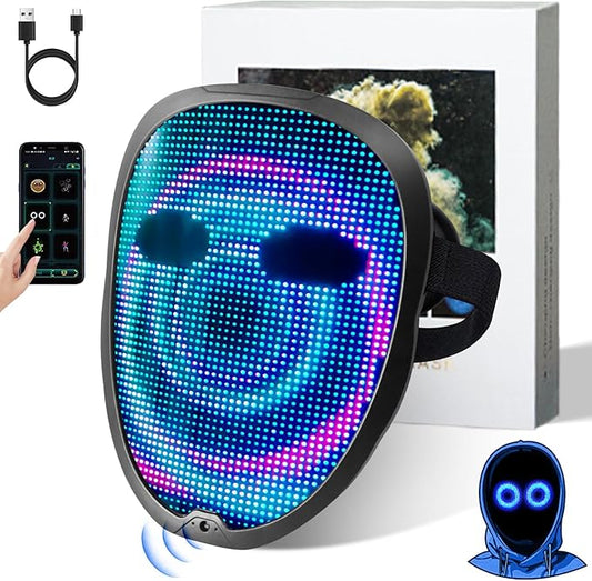 Ompusos LED Mask with Gesture Sensing - Light up mask for Costume Cosplay Party Masquerade - Kids, Men, Women