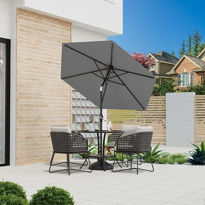 7.5FT Patio Umbrella Table Market Umbrella w/Tilt and Crank Heavy-Duty Round Outdoor Umbrellas for Garden, Deck, Backyard, Pool and Beach, Gray