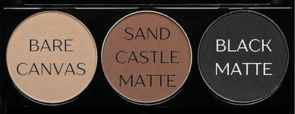 Matte Black, Medium Brown and Off White Vegan Eyeshadow Trio Palette; Talc, Paraben & Cruelty Free