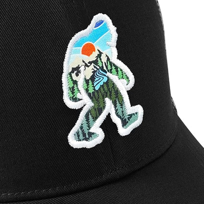 Mesh Bigfoot Hat Leather Cap for Men- Great Snapback Closure Sasquatch Hat for Hunting & Hiking