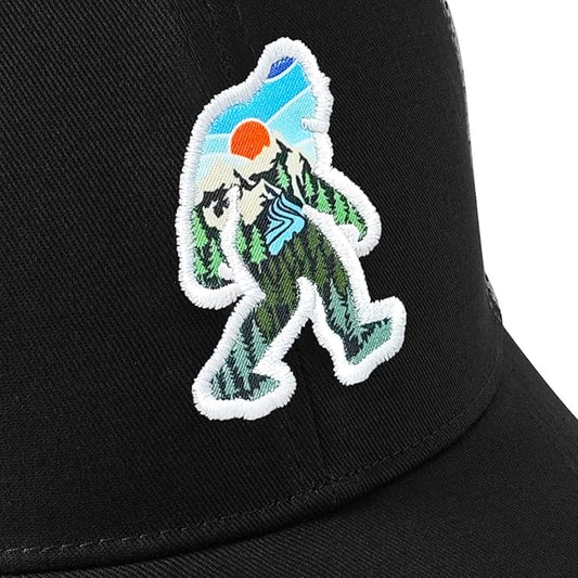 Mesh Bigfoot Hat Leather Cap for Men- Great Snapback Closure Sasquatch Hat for Hunting & Hiking
