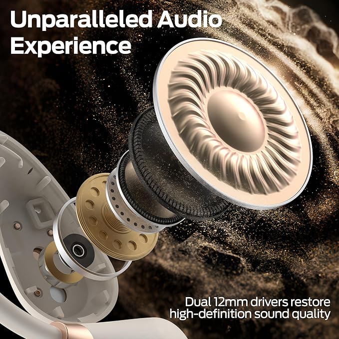 Monster Open Ear AC210 Headphones, Bluetooth 5.4 Earphones Stereo Sound, Wireless Headphones 30 Hours Playback, Type-C Charging, IPX5 Waterproof Open Ear Earbuds,White