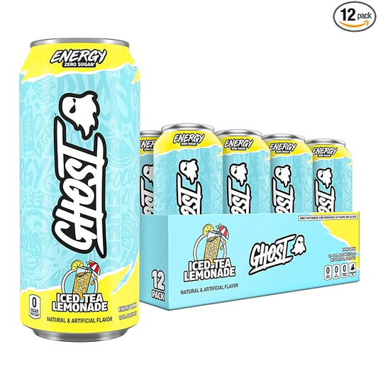 GHOST Energy Drink - 12-Pack, Iced Tea Lemonade, 16oz - Energy & Focus & No Artificial Colors - 200mg of Natural Caffeine, L-Carnitine & Taurine - Gluten-Free & Vegan