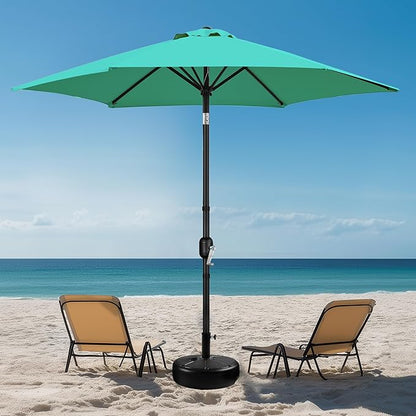 Yaheetech Patio Umbrella, 9FT Outdoor Table Market Umbrella with Push Button Tilt and Crank, Yard Sun Shade with Sturdy Ribs for Garden, Deck, Backyard, Pool, Turquoise