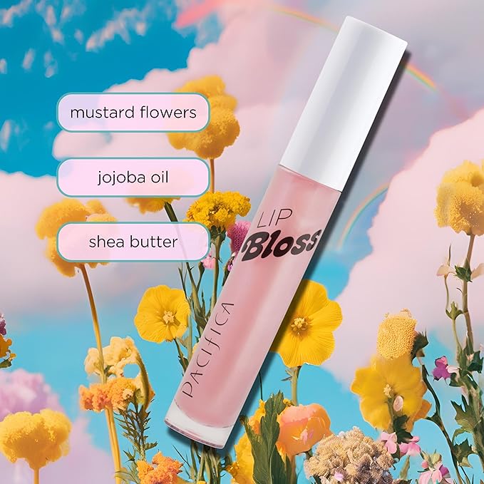 Pacifica Plumping Lip Gloss - Lip Bloss Tinted Lip Balm Treatment - Berry Flavored - Moisturizing, High-Shine, Long-Lasting Shine, Vegan & Cruelty-Free, 0.14 Fl Oz, Light Pink