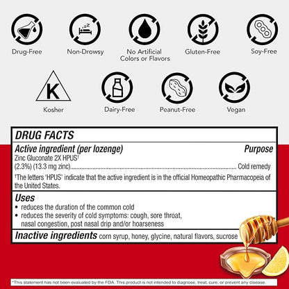 Cold-Eeze Soft-Center Liquid Honey Zinc Lozenges, Homeopathic Cold Remedy, Reduces Duration of The Common Cold, Sore Throat, Cough, Congestion and Post Nasal Drop, 25 Count
