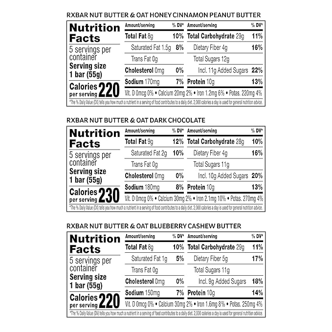 RXBAR Nut Butter and Oat Protein Bars, Snack Bars, Variety Pack (3 boxes, 15 Count)