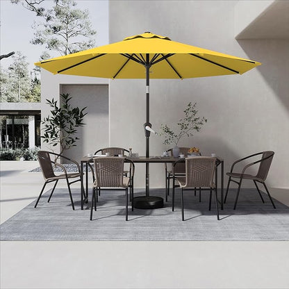 9 FT Patio Umbrella for Outdoor, Outdoor Umbrella with Push Button Tilt and Crank, Outdoor Patio Umbrellas with 8 Sturdy Ribs for Market, Garden, Deck, Backyard, Pool (Yellow)