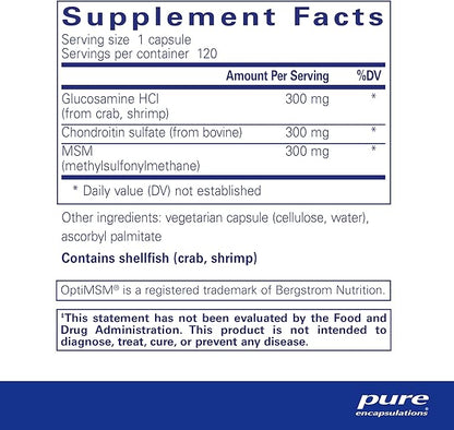 Pure Encapsulations Glucosamine Chondroitin with MSM - Supports Joint Health & Normal Cartilage Formation* - Maintains Enzyme Activity - Gluten-Free & Non-GMO - 120 Capsules