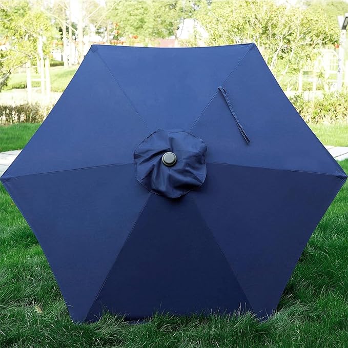 Blissun 7.5 ft Patio Umbrella, Yard Umbrella, Outdoor Market Umbrella with Push Button Tilt Crank (Navy Blue)
