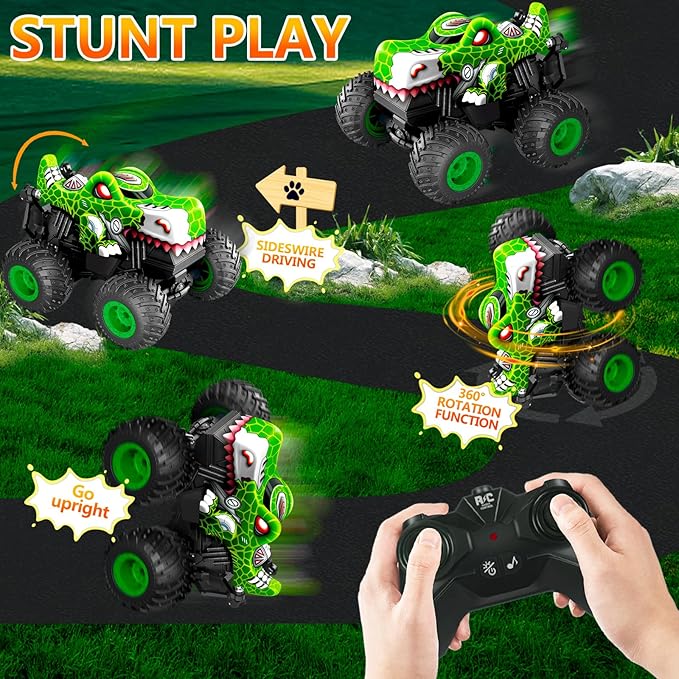 Remote Control Car, 2.4Ghz Unicorn Rc Monster Truck for Boys Girls, Rchargeable Rc Truck with Lights & Music, 360° Rotating Stunts RC Car Toy for Kids 3-5 6 7 8-12
