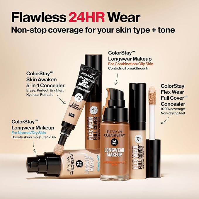Revlon Liquid Foundation, ColorStay Face Makeup for Normal True Beige, 1.0 Oz