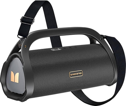 Monster Adventurer Max Portable Bluetooth Speaker, IPX7 Waterproof Wireless Speaker with Double Subwoofer Rich Bass, 100W Stereo Loud Sound with 24H Playtime for Outdoor Pool Beach, Gold
