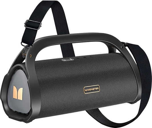 Monster Adventurer Max Portable Bluetooth Speaker, IPX7 Waterproof Wireless Speaker with Double Subwoofer Rich Bass, 100W Stereo Loud Sound with 24H Playtime for Outdoor Pool Beach, Gold