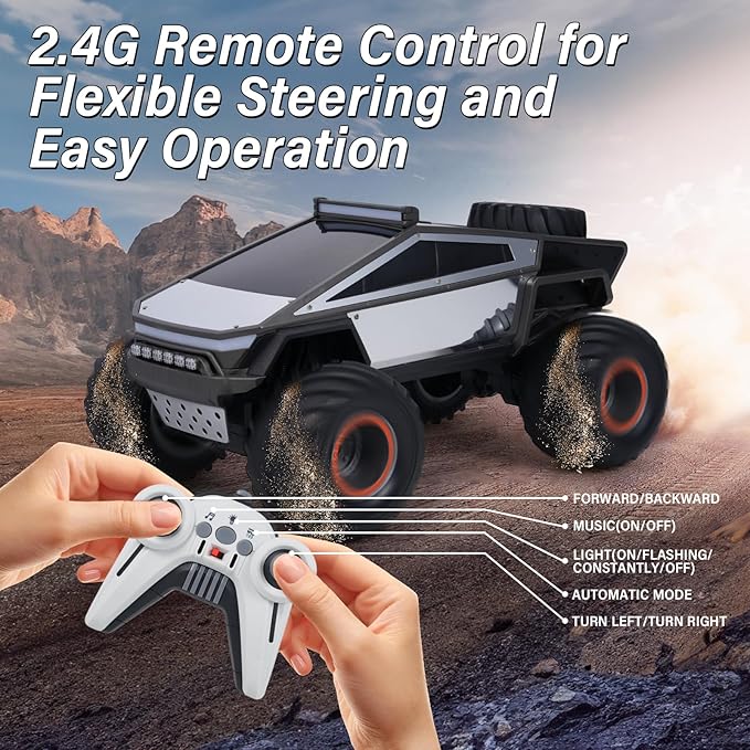 Remote Control Pickup Truck Style Toy car,1:12 Scale with Alloy Shell Lights and Sounds, 2.4GHz All Terrain Toy Car with Rechargeable Battery，for Boy Kids Adults Monster Truck Toys