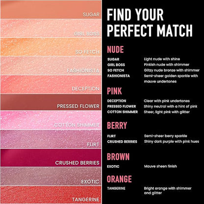 Frankie Rose Cosmetics Lip Gloss | Non-Sticky Formula, Long Lasting Lip Gloss, Bold Pigment & Hydrating Lip Gloss, Girl Boss Shimmer Lip Gloss, 20g