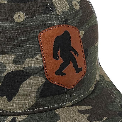 Mesh Bigfoot Hat Leather Cap for Men- Great Snapback Closure Sasquatch Hat for Hunting & Hiking