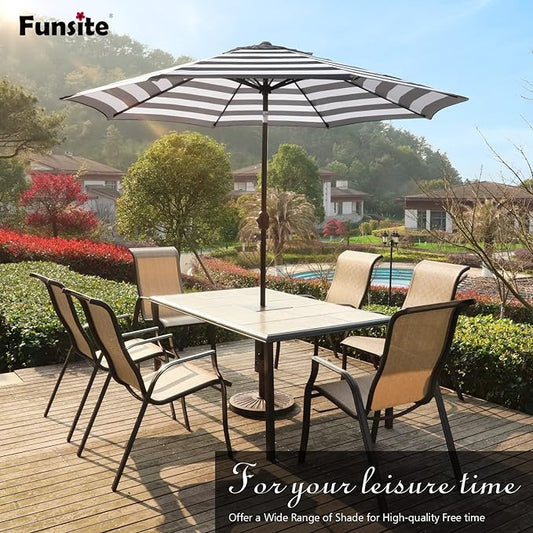 7.5Ft/9Ft Patio Umbrella, UV Protect Pool Umbrella with Heavy Duty Pole,Outdoor Umbrella with Push Botton Tilt & Crank