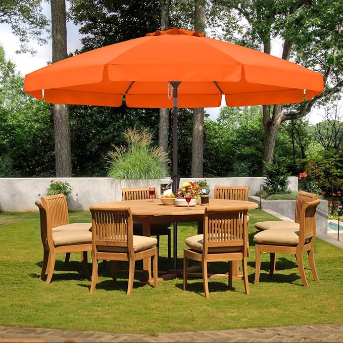 ABCCANOPY Patio Umbrella 9ft Outdoor Table Umbrella with Push Button Tilt and Crank, 8 Ribs Umbrella for Patio Pool Garden Deck (Orange)