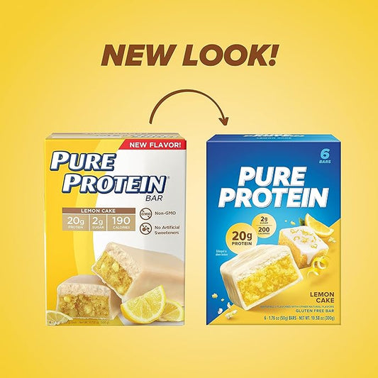 Pure Protein Bars Nutritious Snacks to Support Energy, Lemon Cake, 6 Count (Pack of 2)